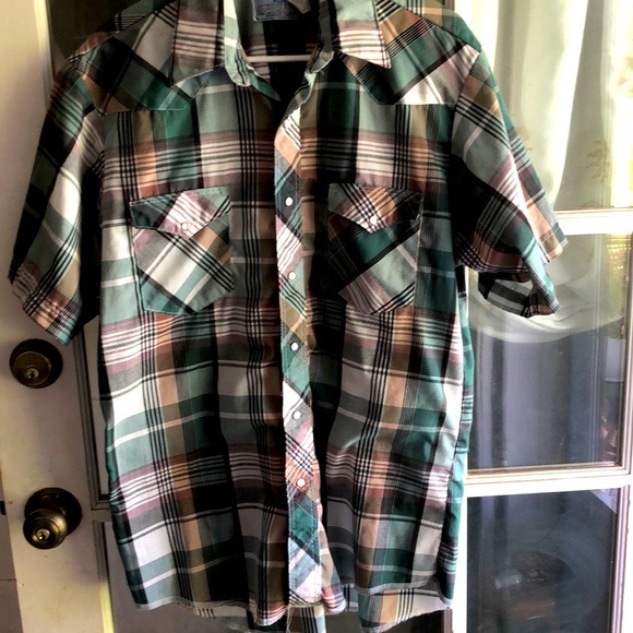 American hero men’s plaid pearl snap short sleeve shirt - Picture 1 of 7